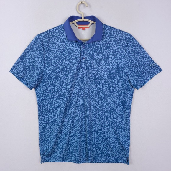 Redvanly Polo Shirt Mens M  Blue Geometric Golf Performance Broken Sound Club - Picture 1 of 12